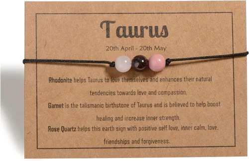 VLINRAS Pulseras del zodiaco para mujeres y hombres, pulseras de horóscopo de piedra natural de 0.236 pulgadas, piedras preciosas curativas,