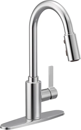 Miniatura 13 de Moen Genta LX - Grifo de cocina moderno cromado de una sola manija con rociador extraíble, cabezal de acoplamiento reflectante, grifo para fregadero