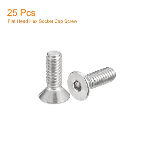 Miniatura 3 de uxcell tornillos de cabeza avellanada plana #8-32x1/2, 25 piezas de tornillos de cabeza plana con llave hexagonal de acero inoxidable 304, rosca