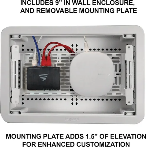 Miniatura 3 de Legrand - OnQ ENP0905NAV1 – manejo de cableado, caja de multimedia de pared, recinto de cableado estructurado de doble propósito con soporte