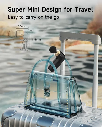 Miniatura 7 de HEYCHY A1 Pistola de masaje súper mini, masajeador de percusión para tejidos profundos y músculos, pistola de masaje para viajes, masajeador Negro