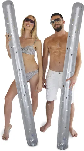 Miniatura 9 de POZA - Paquete de 2 flotadores inflables gigantes para piscina, lujosos fideos flotantes de agua gigantes de 74 pulgadas llenos de confeti Oro Rosa