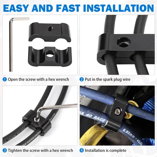 Miniatura 3 de 12 piezas de separador divisor de cable de bujía de motor de automóvil para cables de bujía de 8 mm, 9 mm, 10 mm Sujetadores de cable de encendido
