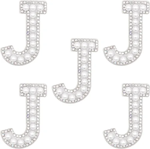 Miniatura 15 de Parche de letras A-Z para planchar con diamantes de imitación brillantes de perlas del alfabeto inglés, parche de costura para vestido de novia