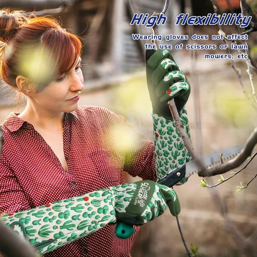Miniatura 5 de Schwer Guantes de jardinería para mujer, guantes de poda de rosas con protección de antebrazo, transpirables y cómodos, guantes de jardín largos