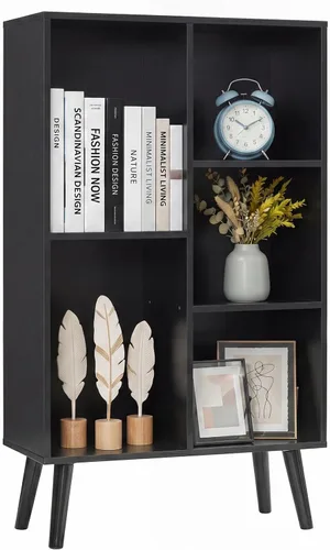 Miniatura 17 de YAHARBO Estantería de 2 cubos, soporte para tocadiscos negro con almacenamiento de vinilo de hasta 100 álbumes, estante horizontal para libros