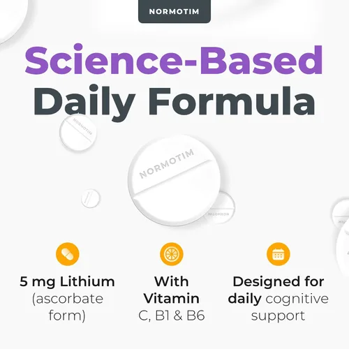 Miniatura 7 de Apoyo para la calma y el enfoque, tabletas de disolución rápida de ascorbato de litio de 5 mg con vitamina C, B1 y B6, soporte cognitivo