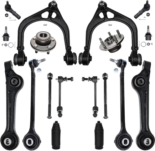 Detroit Axle - Kit de extremo delantero RWD para Chrysler 300 Dodge Challenger Charger Upper Lower Control Arms rótulas de rodamiento de rueda Bujes