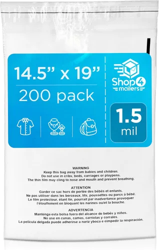Miniatura 12 de Shop4Mailers Bolsa de polietileno transparente de 6 x 9 con advertencia de asfixia – Adhesivo autosellante, bolsa transparente de 1.5 mil para FBA