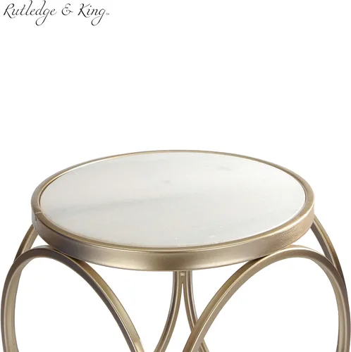Miniatura 6 de Rutledge & King Mesa auxiliar redonda - Mesa decorativa con tapa dorada y mármol