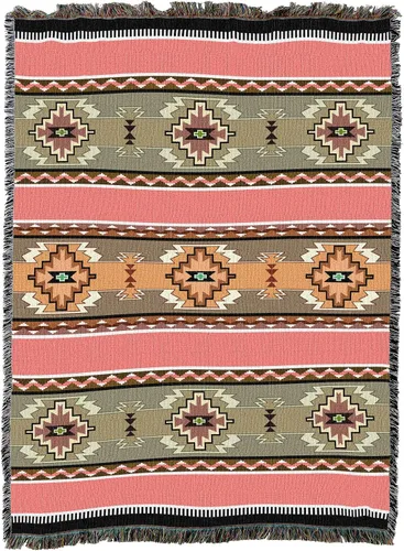 Pure Country Weavers Rimrock Dusk Blanket XL – Inspirado en los nativos americanos del suroeste – Manta de regalo tejida de algodón – Fabricado en