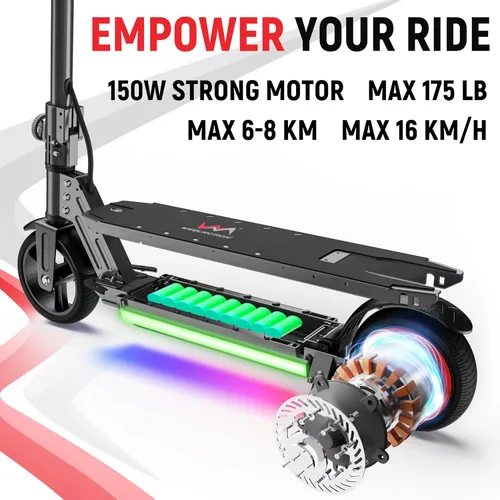 Miniatura 2 de Classic Foldable Electric Scooter for Kids, Bright Front Lights, Shining Pedal Lights, LED Display, Dual Brakes 150W Motor Kids Electric Scooter