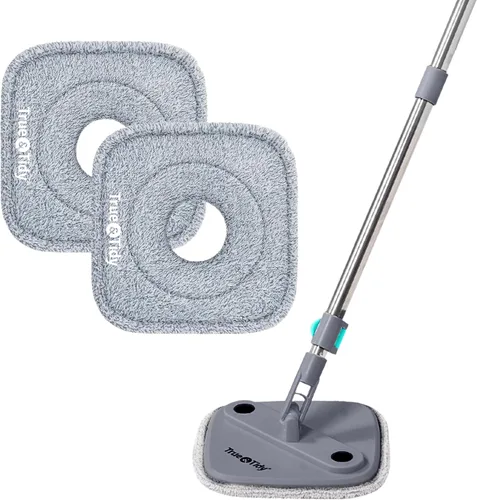 Miniatura 7 de True & Tidy® Paquete de 6 almohadillas de microfibra de repuesto, repuestos reutilizables extra gruesos de 9 pulgadas para mopa y cubo TrueClean