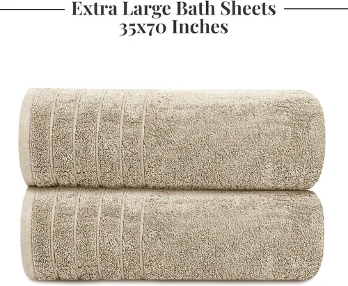 Miniatura 5 de Tens Towels - Paquete de 2 sábanas de baño extra grandes de 35 x 70 pulgadas, 100% algodón, más grandes y más ligeras, secan más rápido, súper
