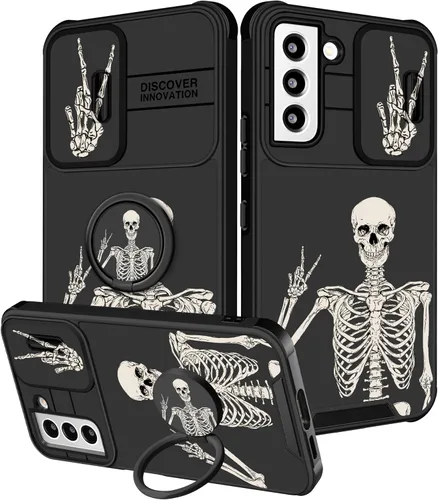 Miniatura 60 de Funda 2 en 1 para Samsung Galaxy Note 10 Plus con diseño de calavera para teléfono con diseño de esqueleto para yoga, fantasma, horror, con cubierta