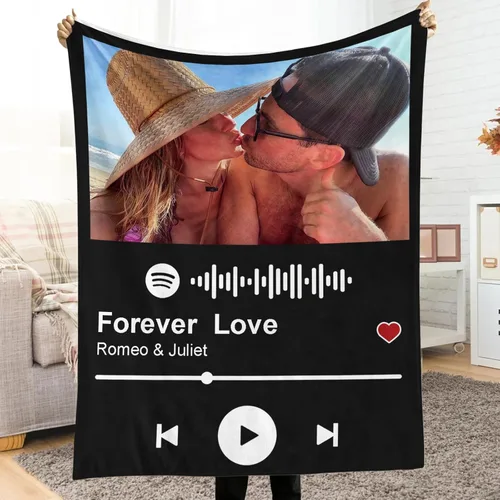 Miniatura 14 de Manta personalizada con foto, manta de felpa con foto personalizada, manta de texto personalizada para novia, novio, esposa, esposo, regalos