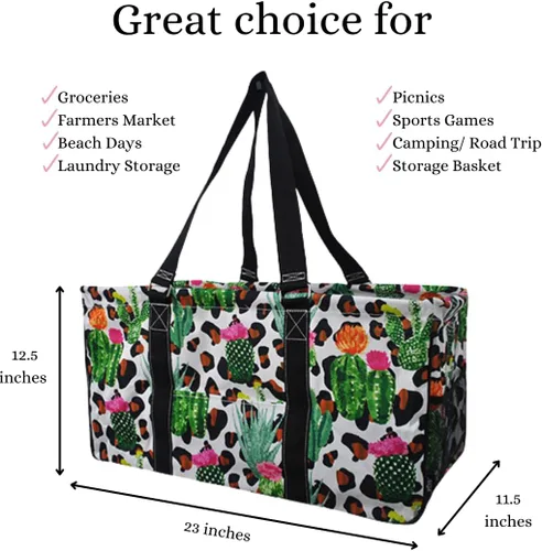 Miniatura 219 de NGIL Bolsa de comestibles reutilizable extra grande plegable de gran tamaño para comestibles, almacenamiento, picnic, playa, Bronco-negro occidental