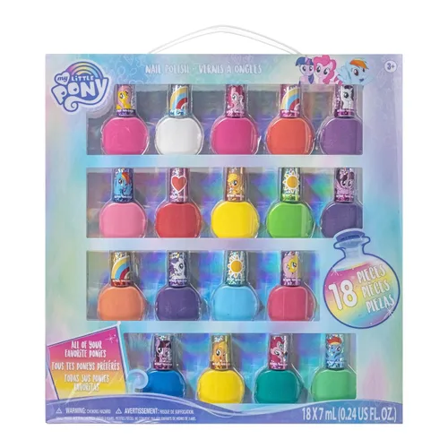 Townley Girl My Little Pony Esmalte de uñas no tóxico a base de agua, juego de esmaltes desprendibles con colores brillantes y opacos para niñas,