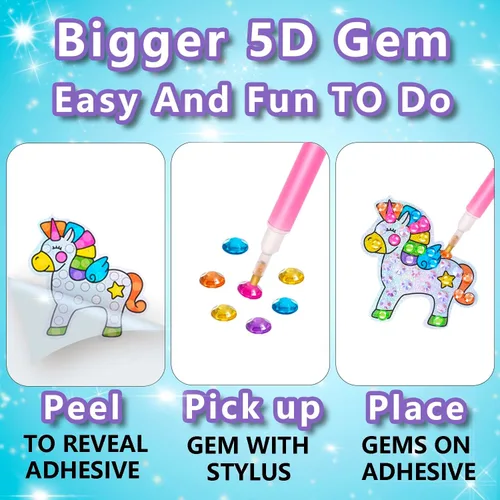 Miniatura 3 de WAHFNG Gem Art, Kit de Pintura de Diamantes para Niños - Crea Tus Propios Adhesivos, Llaveros y Atrapadores de Sol - Artes y Manualidades para Niñas