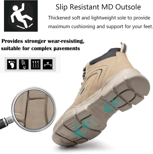 Miniatura 5 de PJZHJ Botas de punta de acero impermeables para hombres, Botas de trabajo de seguridad, Botas de punta de acero ligeras, Botas de construcción