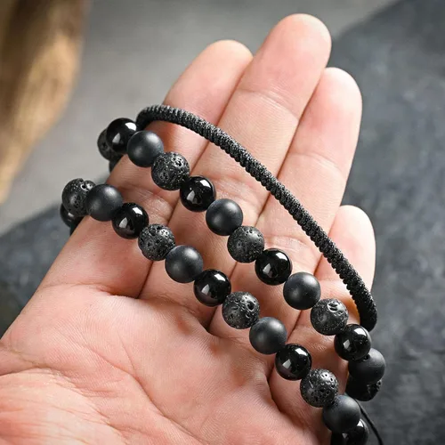 Miniatura 16 de SAMXY Triple Protection Bracelet, 8mm Healing Crystal Bead Bracelet, 3pcs Blue Red Tiger's Eye Obsidian Hematite Bracelet Women Men
