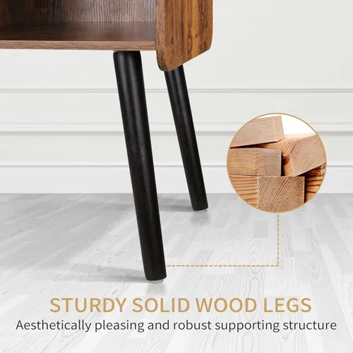 Miniatura 8 de Possile - Soporte para tocadiscos con almacenamiento para discos de vinilo, mesa para tocadiscos de mediados de siglo para sala de estar, dormitorio