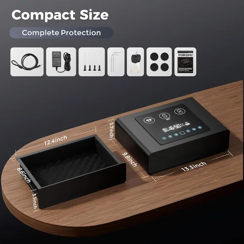 Miniatura 5 de Yoqimi - Caja fuerte biométrica inteligente para pistola con teléfono 3 en 1 y carga inalámbrica de reloj, 3 maneras de acceso rápido para pistola