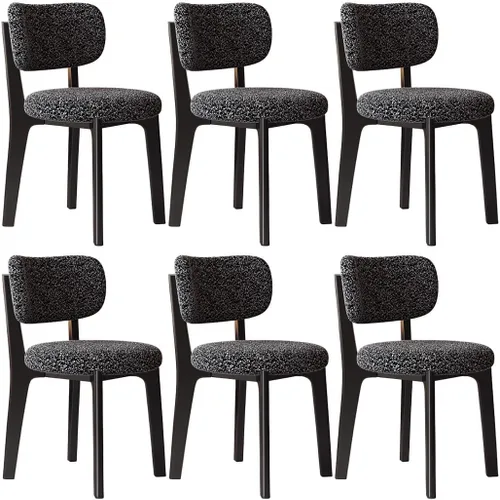 Miniatura 20 de YVYKFZD Solid Wood Dining Chairs, Fabric Dining Room Chair Set of 2/4/6, Upholstered Kitchen Chairs with Curved Backrest, Armless Living Room Chair
