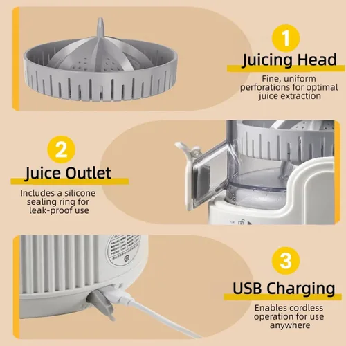 Miniatura 5 de Portable Electric Citrus Juicer, Efficient Extraction for Oranges Lemons Limes, Hands-Free One-Touch Operation, USB Rechargeable & Easy Clean, Mini