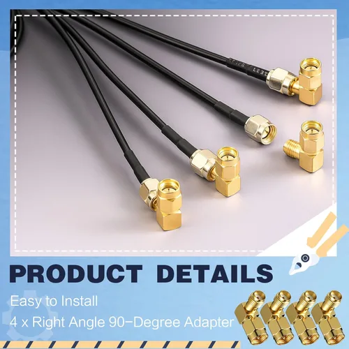 Miniatura 4 de FairySandy 5 unids 5G antena móvil 4x4 MIMO omnidireccional LTE Antena externa con SMA macho a hembra adaptador de ángulo recto para aumentar