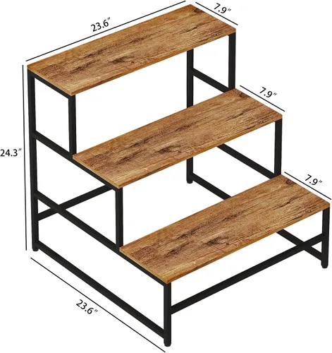 Miniatura 3 de Soporte para plantas de 23.6 pulgadas de ancho para interiores, estante escalera para plantas moderno de 3 niveles, organizador de macetas