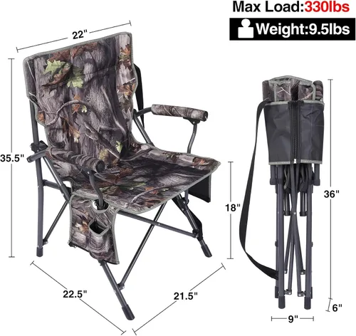 Miniatura 3 de REDCAMP Paquete de 2 sillas de caza de gran tamaño para persianas, sillas plegables portátiles de camuflaje para adultos, asientos de caza