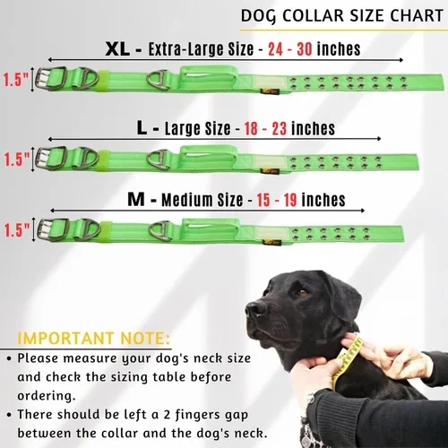 Miniatura 2 de ADITYNA Collar de perro resistente para perros grandes, collar verde reflectante con asa para entrenar y caminar, ancho, grueso, táctico, acolchado