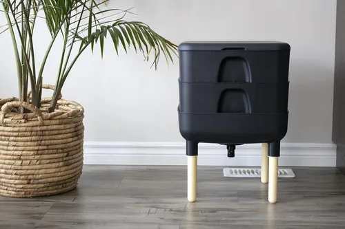 Miniatura 5 de FCMP Outdoor - The Essential Living Composter, contenedor de vermicompostador de gusanos de 2 bandejas (HF-LC4000v2-PUR) Ciruela