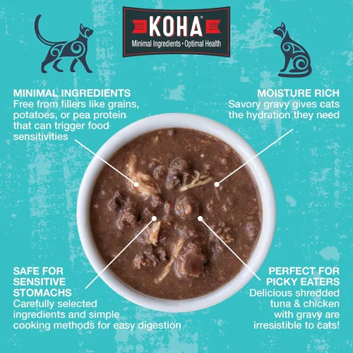 Miniatura 2 de KOHA Pet Food Poké Bowl - Paquete variado de comida húmeda para gatos en salsa, 5 sabores, combinaciones de atún de salmón, pollo, pato, camarones
