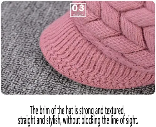 Miniatura 7 de XYX Gorro de lana para mujer, cálido, elástico, suave, con visera de punto, con visera