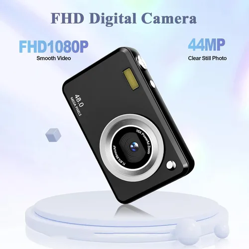 Miniatura 3 de Cámara digital, FHD 1080P Point and Shoot Cámara para niños, con tarjeta de 32 GB, zoom 16X antivibración, 48 MP compacto portátil pequeño