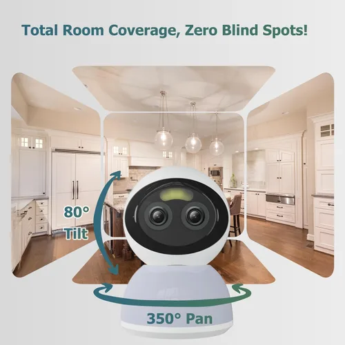 Miniatura 7 de Cámara de seguridad de doble lente con zoom 10X, monitor de bebé, cámara de seguridad para perros con luz automática, panorámica de luz automática