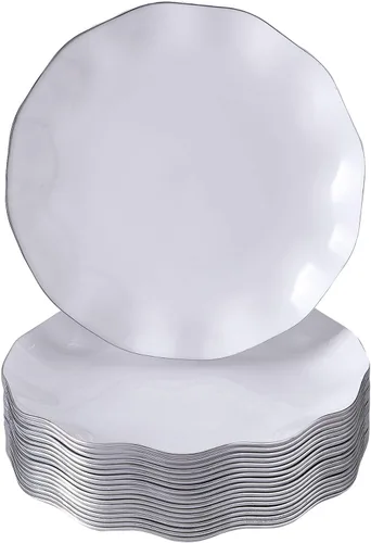 Miniatura 8 de Silver Spoons Platos de postre desechables 10 piezas Platos de plástico resistente Elegante aspecto fino de porcelana Velo, marfil