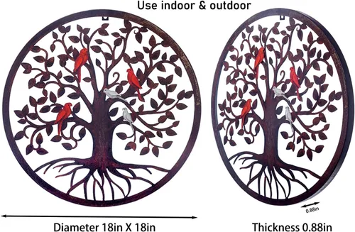 Miniatura 2 de CHINDEUISYUT Arte de pared de metal, árbol de la vida, decoración de pared de metal para habitación, jardín, porche, patio, oficina, decoración