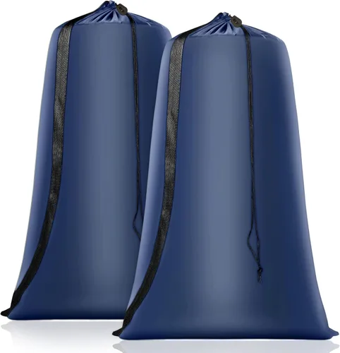 Bolsa de lavandería resistente, paquete de 2 bolsas de lavandería de nailon XL con correas, organizador grande de ropa sucia lavable con cierre de