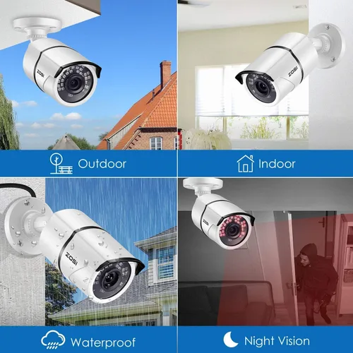 Miniatura 5 de ZOSI Cámaras de seguridad HD 1080P HD-TVI de 2.0 megapíxeles, cámara impermeable de día y noche, distancia IR de 100 pies, carcasa de metal