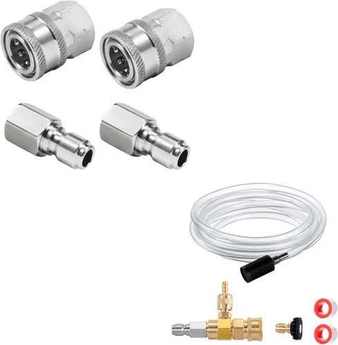 Raincovo Inyector aguas abajo para lavadora a presión, Kit de inyector químico, Inyector de jabón, Accesorios de conexión rápida, Juego de