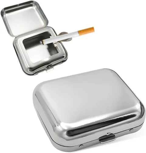 Miniatura 9 de Yourkar Ceniceros Portátiles, Mini Cenicero Portátil de Acero Inoxidable con Tapa a Prueba de Viento, Cenicero de Bolsillo Creativo Portátil