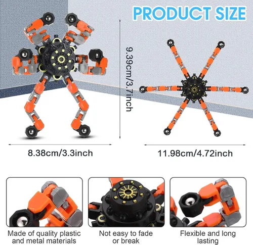 Miniatura 2 de Jerify Paquete de 40 divertidos juguetes sensoriales para la ansiedad con cadena transformable, robot de dedo de juguete de bricolaje, spinners