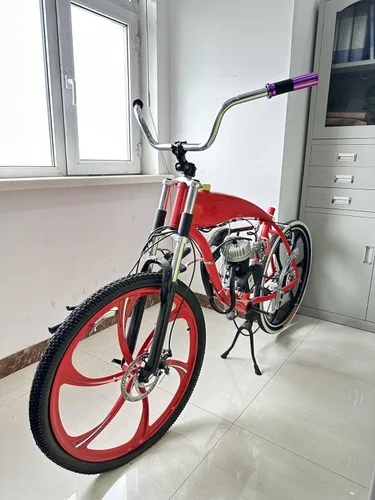Miniatura 6 de Tenedor de suspensión rojo para bicicleta con auriculares de 1-1/8 pulgadas, vástago ajustable de 1.000 x 4.331 in y manillar elevador plateado