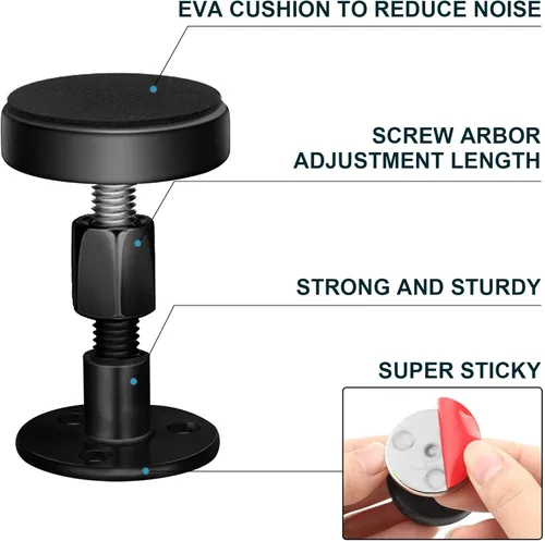 Miniatura 3 de 2 piezas de marco de cama ajustable negro anti-sacudidas, tapones de cabecera con almohadillas y tornillos para muebles, no más crujidos, protege