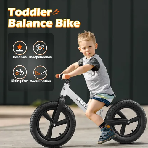 Miniatura 2 de Ridego Bicicleta de equilibrio de 14 pulgadas para niños de 3 a 6 años, bicicleta ligera para niños con asiento ajustable, bicicleta de empuje
