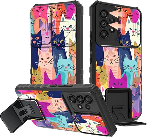 Miniatura 31 de Rossy Funda para Samsung Galaxy S22 Ultra para Samsung S22 Ultra con cubierta deslizante para cámara con función atril, funda híbrida de doble capa