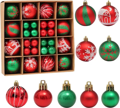 Miniatura 9 de Adornos de bolas de Navidad, 44 piezas para árbol de Navidad, surtido de bolas inastillables para árbol de Navidad, vacaciones, boda, fiesta festiva